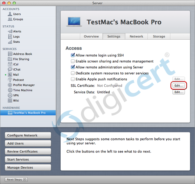 Mac OS X Lion Select Servername