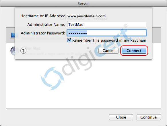 connect to a Mac OS X Lion Server