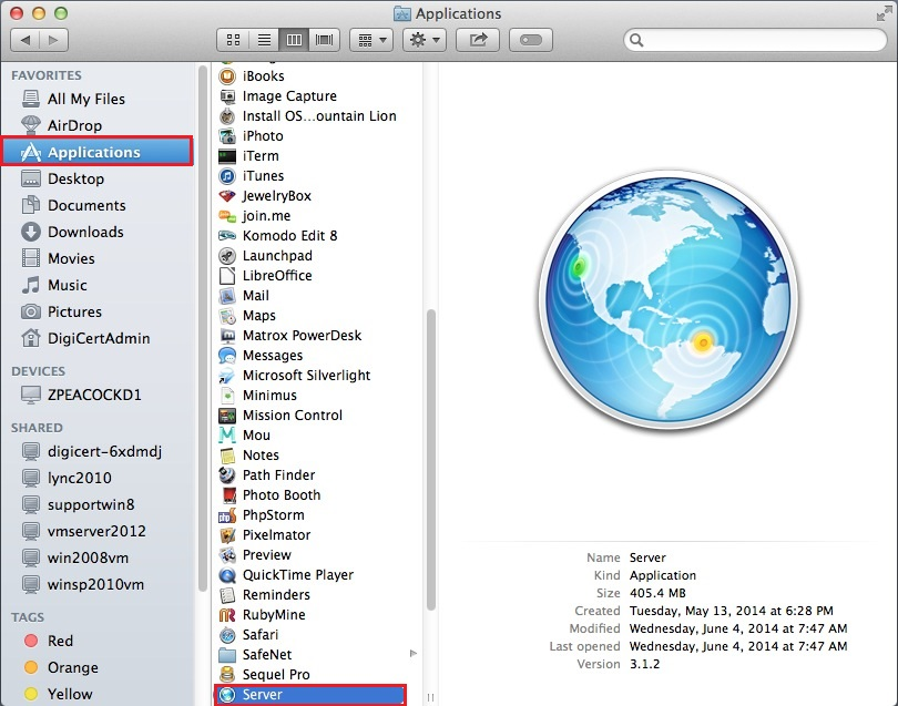 Mac Mavericks Open Server App