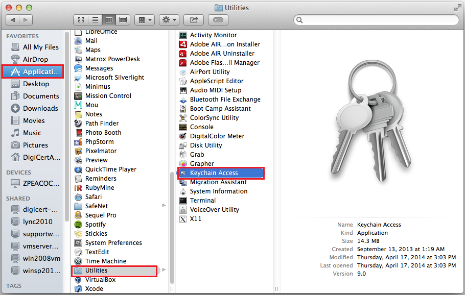 Mac Mavericks Open Keychain Access