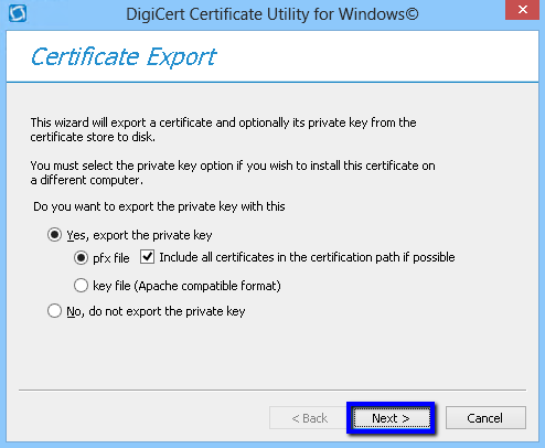 Export Certificate Export Private Key Windows