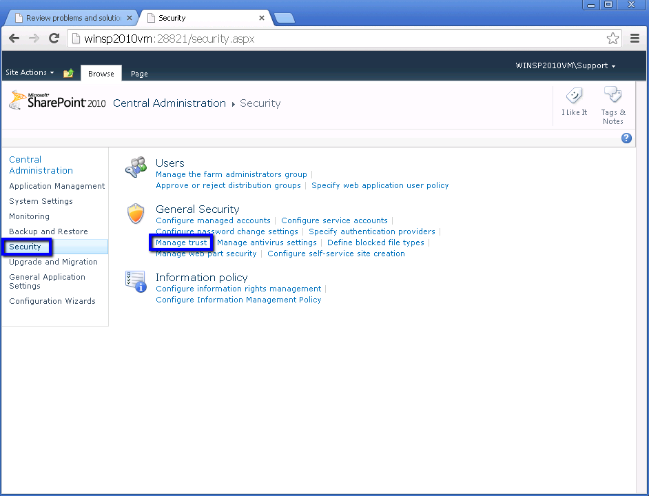 sharepoint 2010 central administration