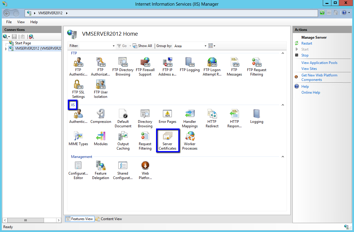 IIS 8 Security Certificates