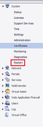 Sonicwall SSL Certificate Installation. Restart.