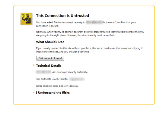 Untrusted Connection Warning