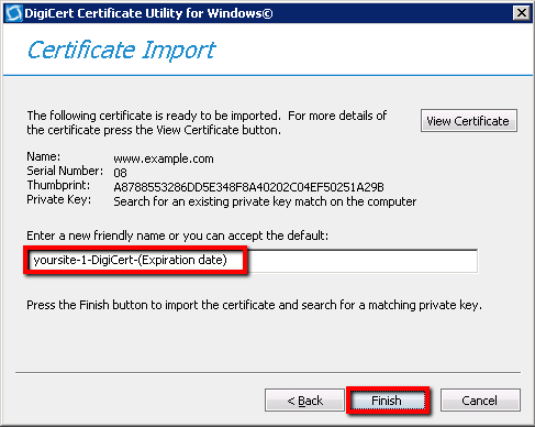 DigiCert Certificate Utility Certificate Location