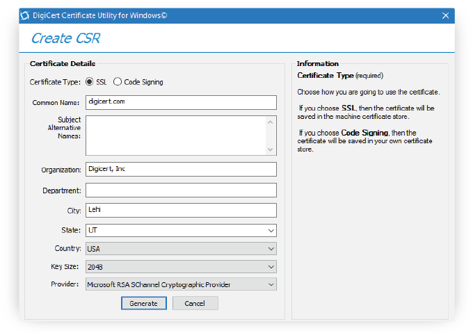 Csr generator Csr generator