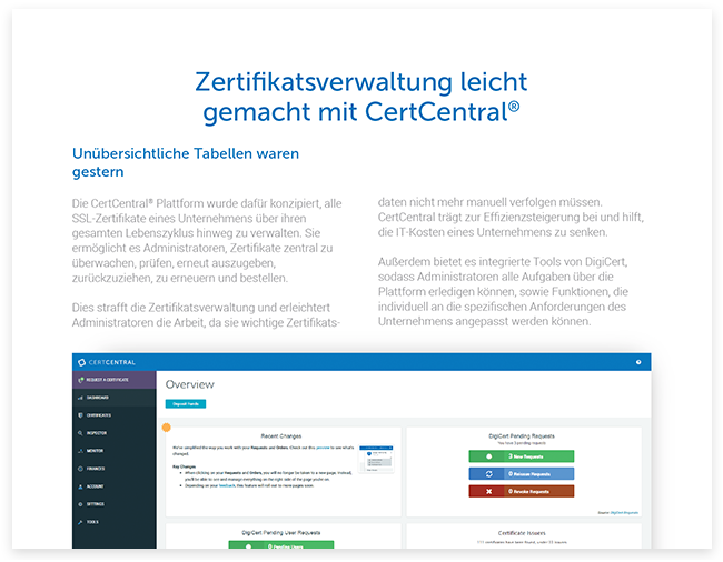 CertCentral Upgrade - Consolidated SSL Certificate Management from DigiCert
